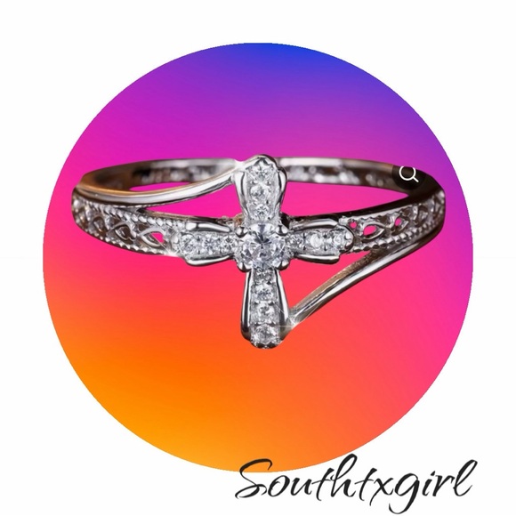 Jewelry - 925 Sterling Silver Cross Ring | Faith Jewelry | CZ Crystal | Gift for Her NEW